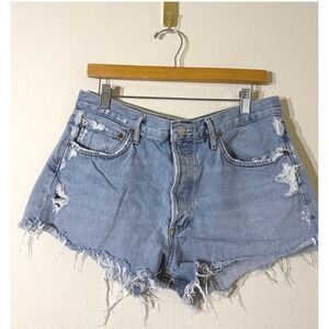 AGOLDE Blue Denim Button Fly Parker A9032-1206 Denim Shorts Size 31 Festival